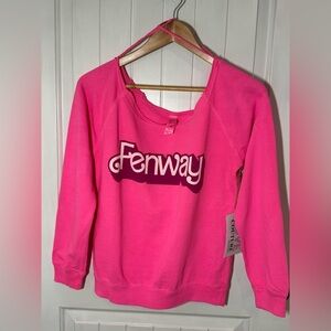 Hot pink Fenway Barbie Font Wide Neck Sweatshirt